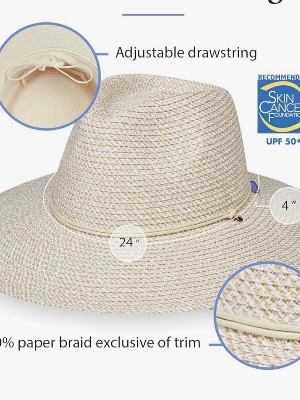 Wallaroo Women’s Sanibel Fedora Packable Wide-Brim Hat